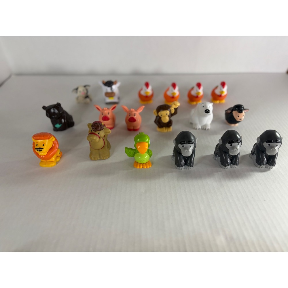 Fisher-Price Little People Animal Figure Lot 18pc Farm Zoo Safari Gorilla Lion